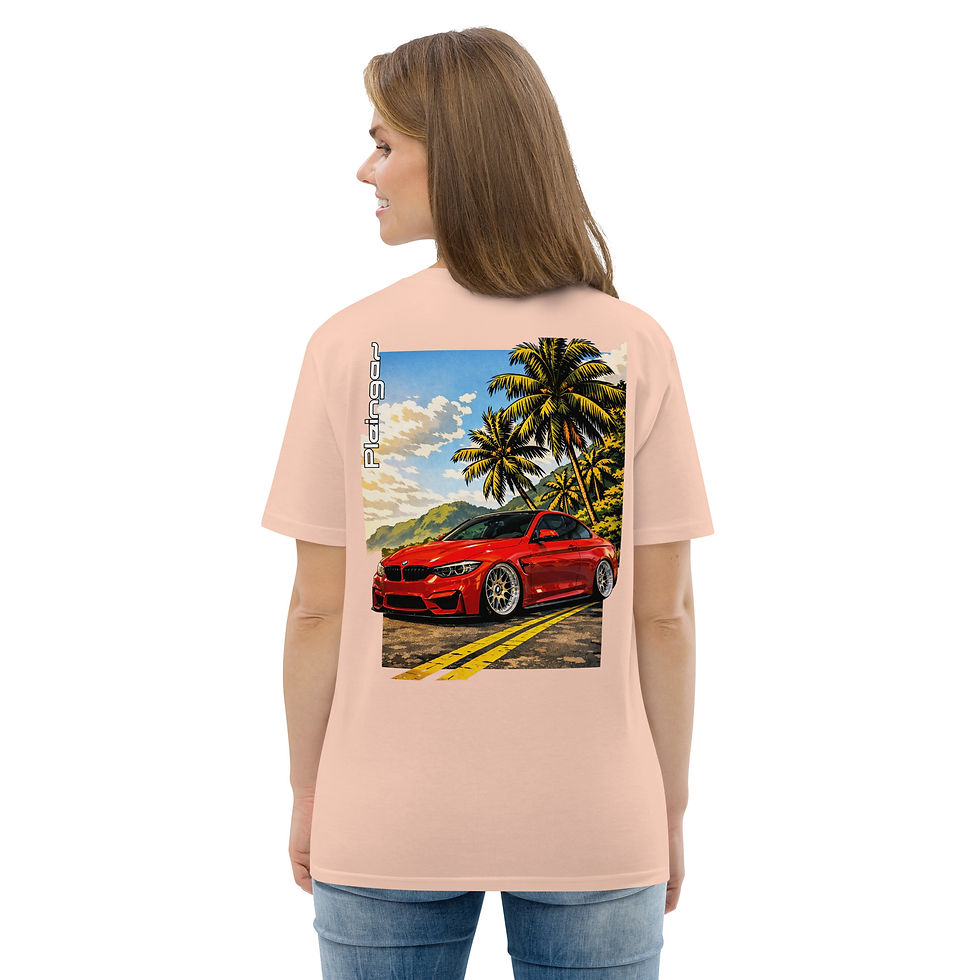 Thumbnail: T-shirt Pleingaz M4 F82 PALM RED - du S au 5XL - Unisex coton bio oeko tex