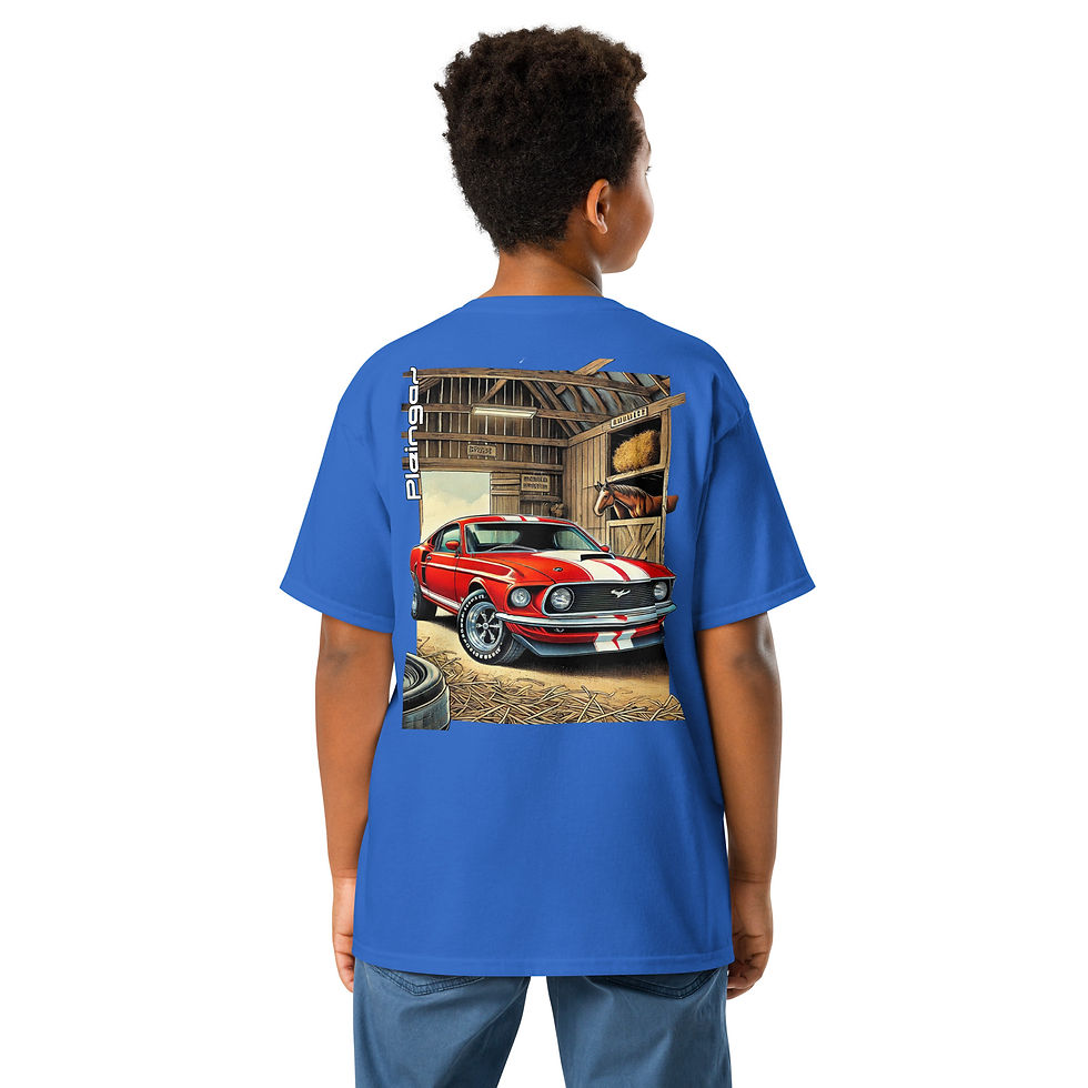 Thumbnail: Kid t-shirt Pleingaz MUSTANG 70' unisex coton Oeko-Tex