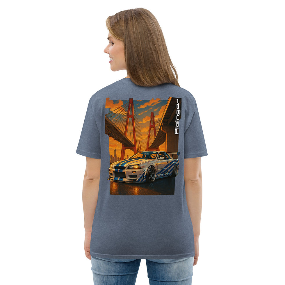 Thumbnail: T-shirt Pleingaz SKYLINE R34 NIGHT - du S au 5XL - Unisex Coton Bio Oeko-tex