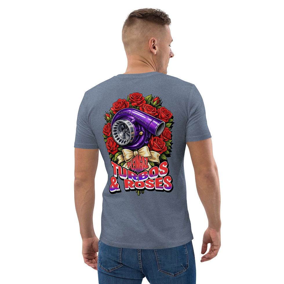 Thumbnail: T-shirt Pleingaz TURBOS & ROSES - du S au 5XL - Unisex coton bio oeko tex