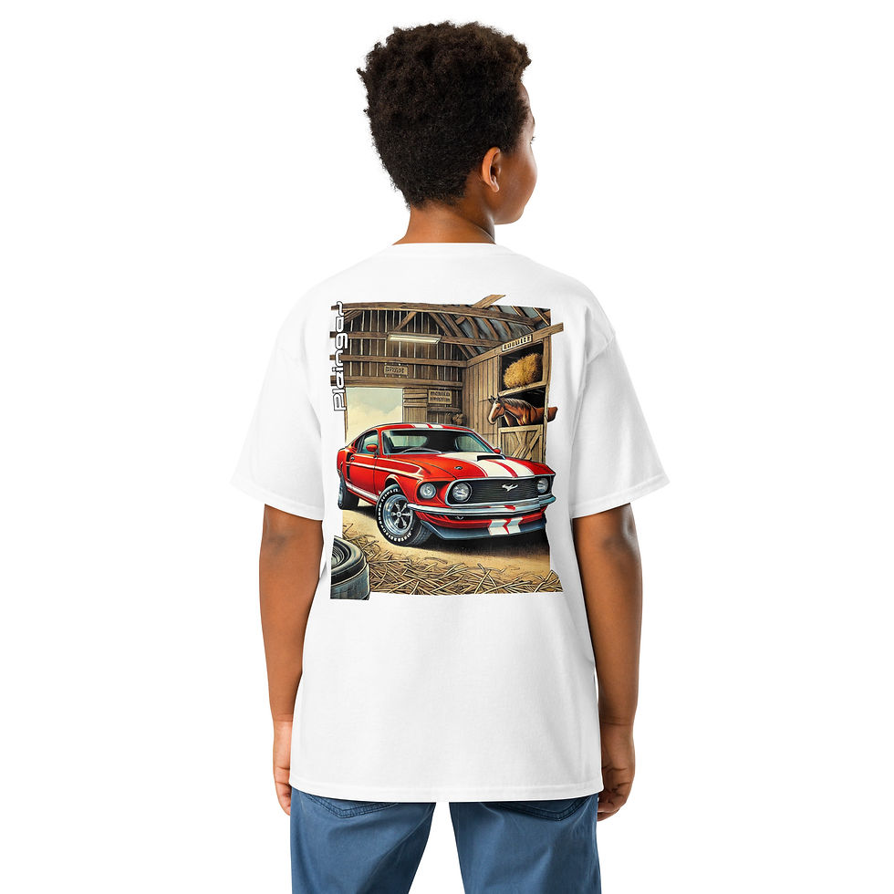Thumbnail: Kid t-shirt Pleingaz MUSTANG 70' unisex coton Oeko-Tex