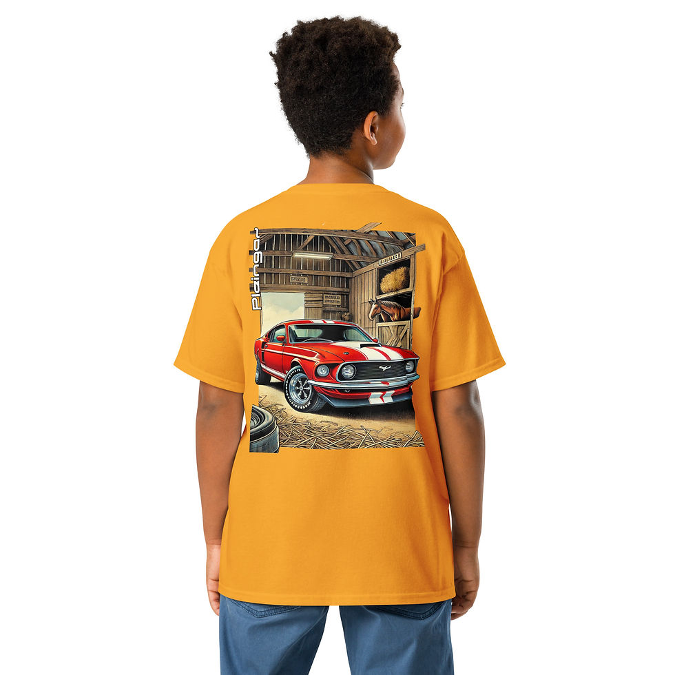 Thumbnail: Kid t-shirt Pleingaz MUSTANG 70' unisex coton Oeko-Tex
