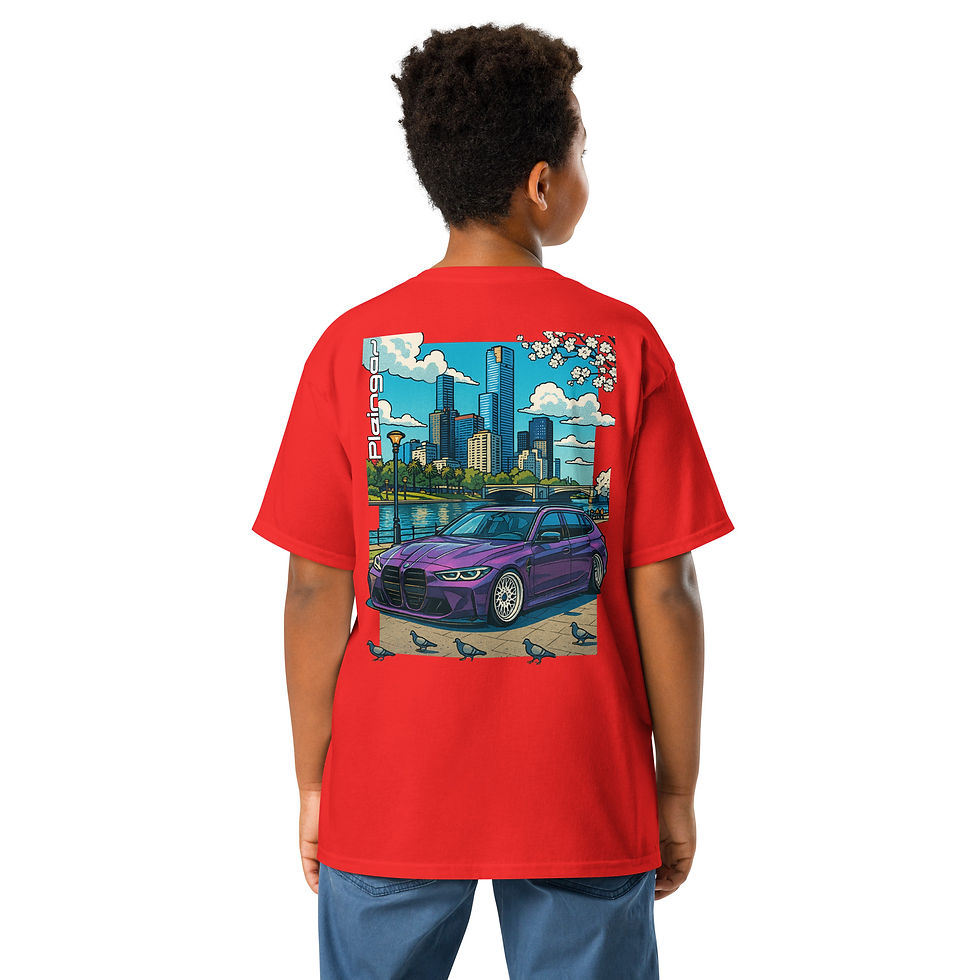 Thumbnail: Kid t-shirt Pleingaz G80 M3 TOURING VIOLET unisex coton oeko-tex