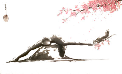 Dessin avec la technique japonaise du sumi-e de Grégory Cortécéro.