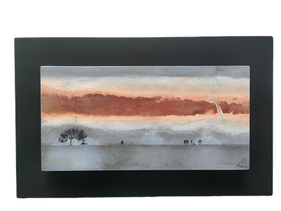 Peinture à l'encre de chine sur plaque de zinc.
Dimensions : 30*15 cm (sans le cadre)