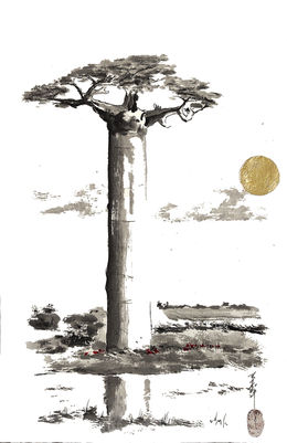 Dessin avec la technique japonaise du sumi-e de Grégory Cortécéro.