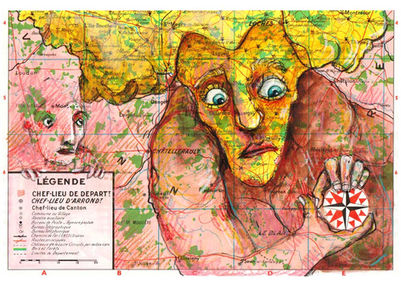 Dessin sur carte de1971 Aquarelle, crayons de couleur de Marcoleptique