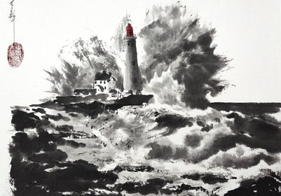 Grégory CORTECERO exécute la technique du Sumi-e d’un seul trait, sans esquisse ni croquis. Un travail préalable doit être opéré afin d’imaginer le résultat tel qu’il devrait être avant même d’en avoir commencé l’exécution.