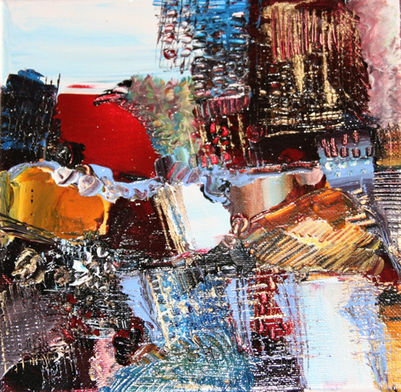 Oeuvre  aux couteaux sur toile de Muriel CAYET