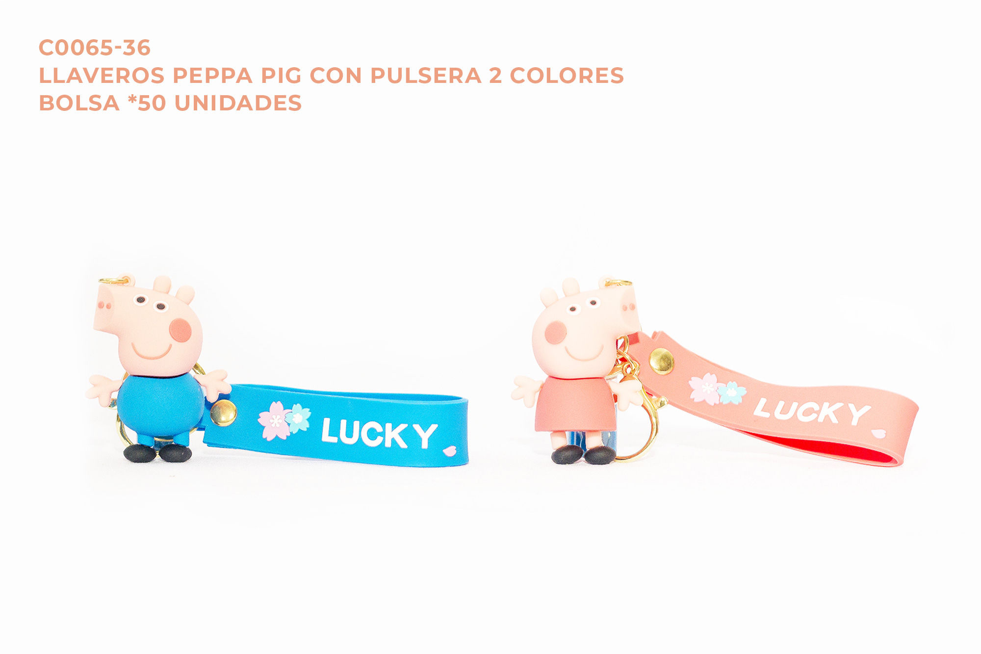 Llavero Peppa Pig Con Pulsera En Goma *50 Unidades