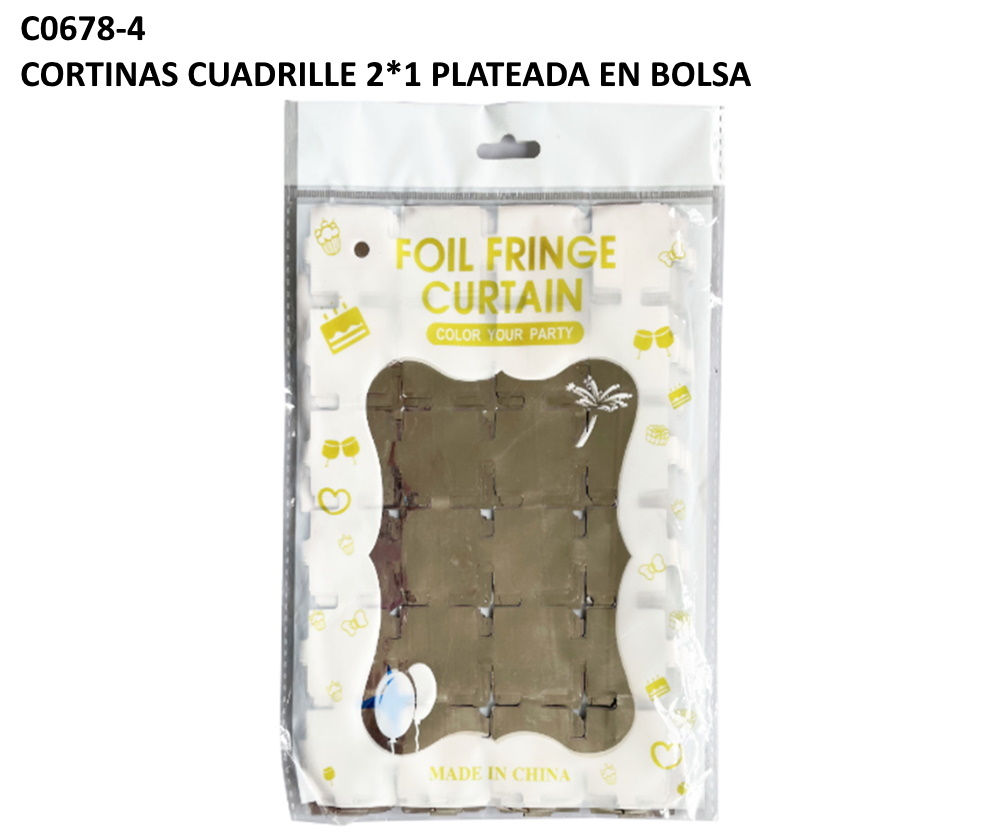 Cortina Cuadrille 2*1 Plateada En Bolsa