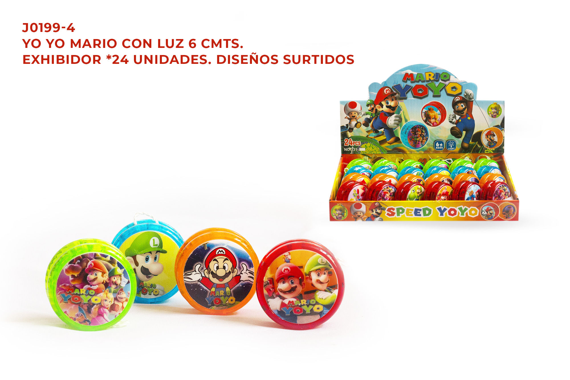 Yo-Yo Mario con luz. Exhibidor *12 Unidades