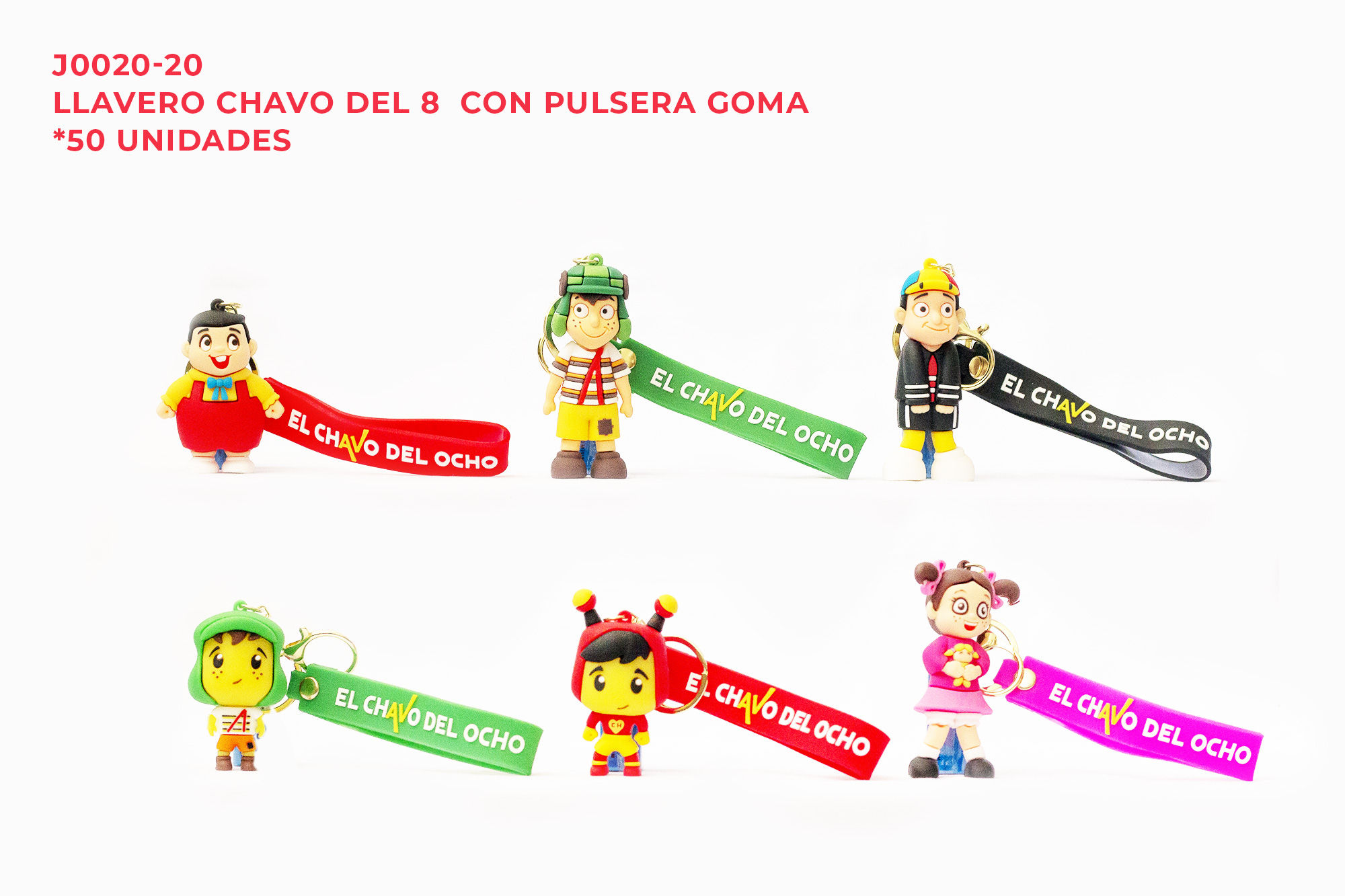 Llavero Chavo Del 8 Con Pulsera En Goma *50 Unidades