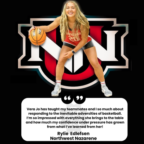 Northwest Nazarene basketball athlete Rylie Edlefsen praising Coach VJ’s mental performance coaching for improving adversity response and confidence under pressure.