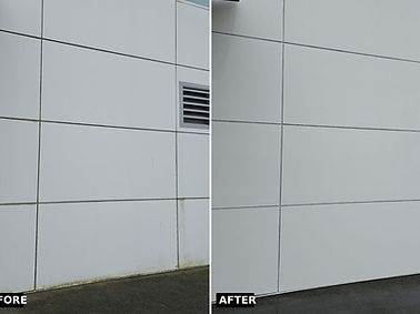 Commercial building wash before and after in Abbotsford