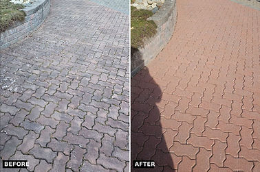 Paver cleaning before and after in Surrey by Exclusive Power Washing