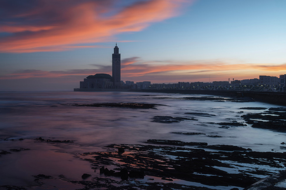 Hassan II Mosque sunset casablanca morocco