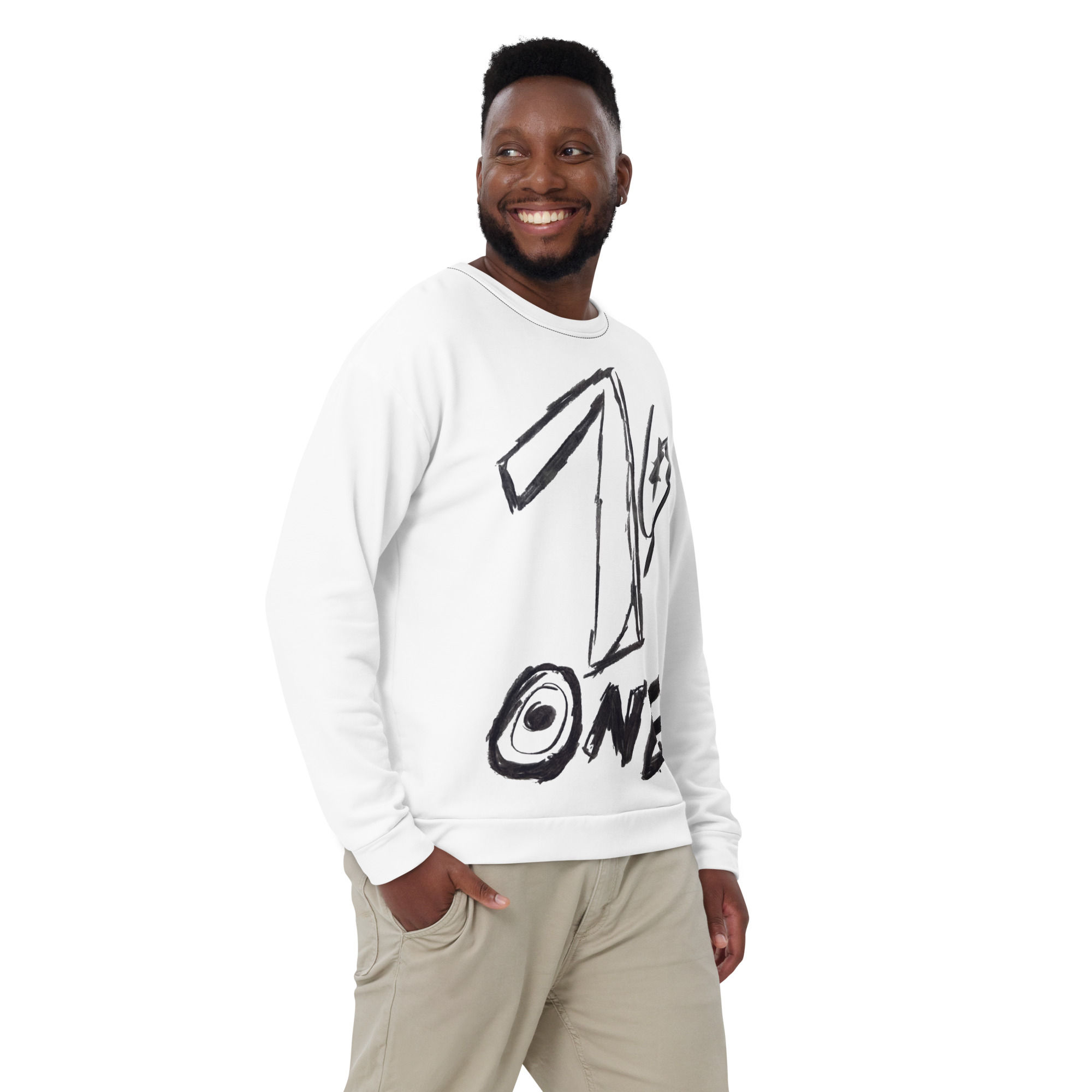 Medes Group Allover Print six – Unisex Sweater white