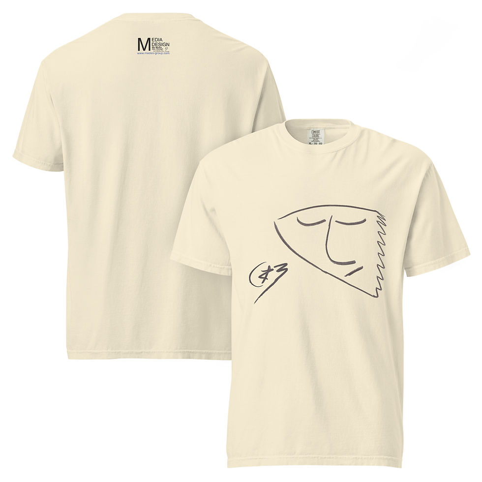 Nahaufnahme eines Ivory Medes Group Comfort Colors T-Shirts mit Vintage-Look