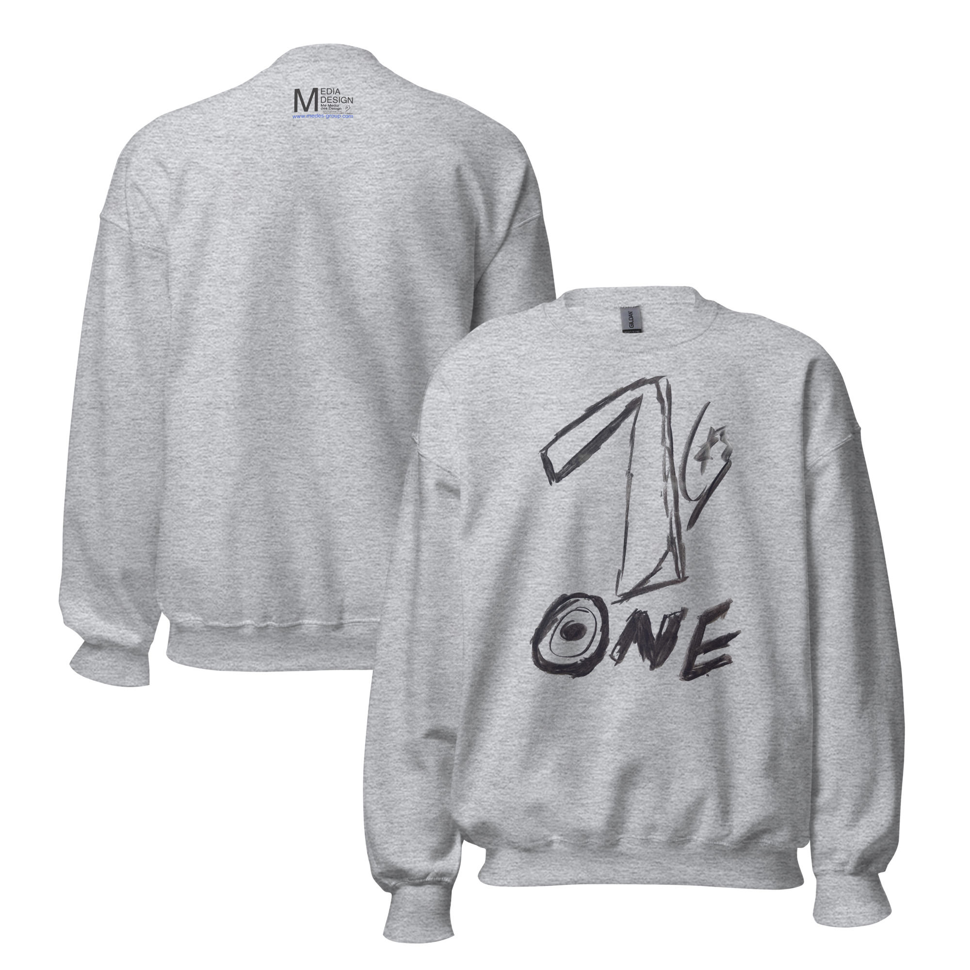 Medes Group Crew Neck two Unisex Sweatshirt Sport Grey