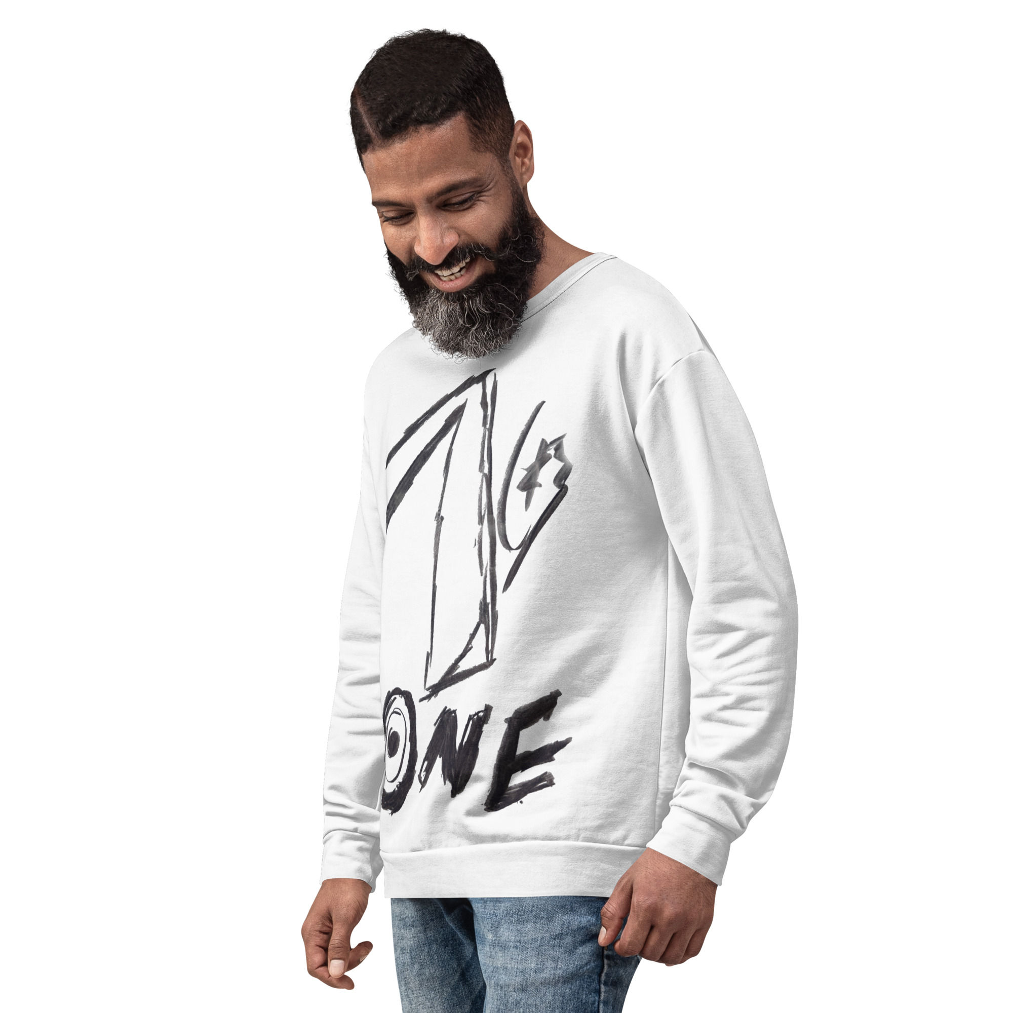 Medes Group Allover Print six – Unisex Sweater white