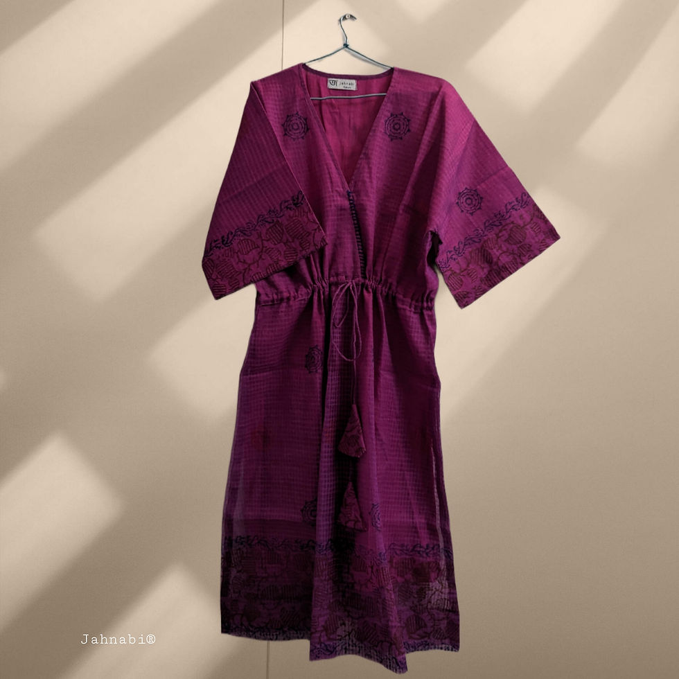 Pink Block Printed Handwoven dress