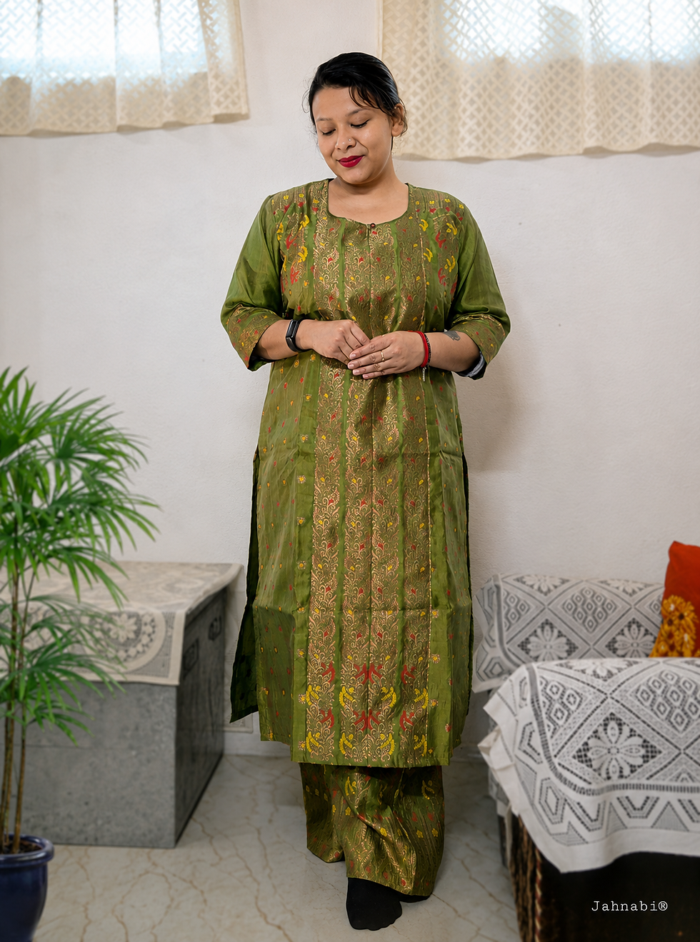 Thumbnail: Silk Green Kurta Set