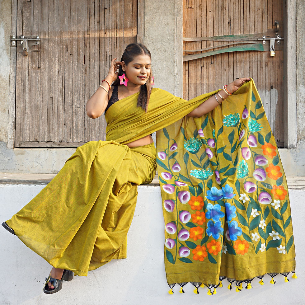 OLIVE MULTI FLORAL SAREE