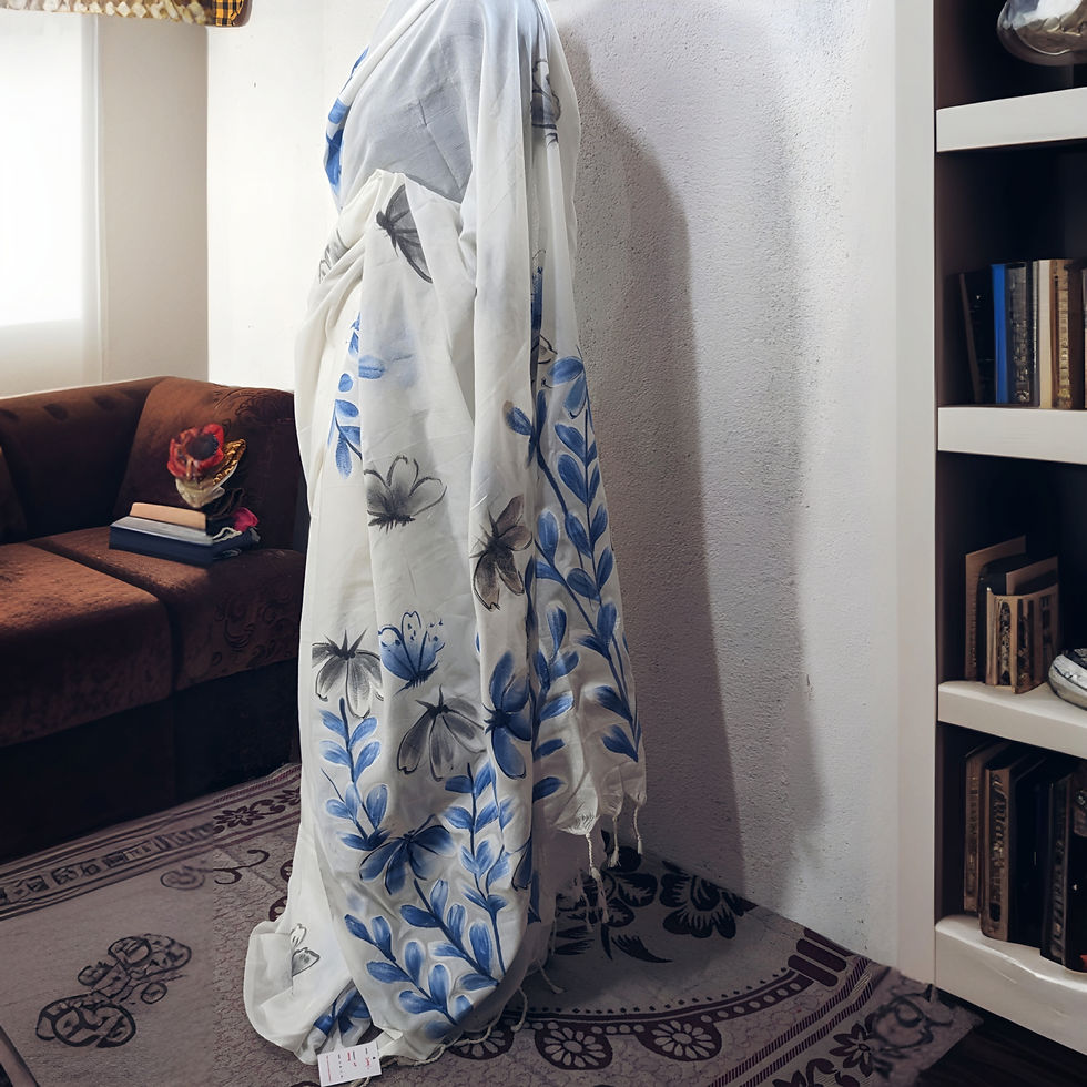 Thumbnail: WHITE PERIWINKLE SAREE