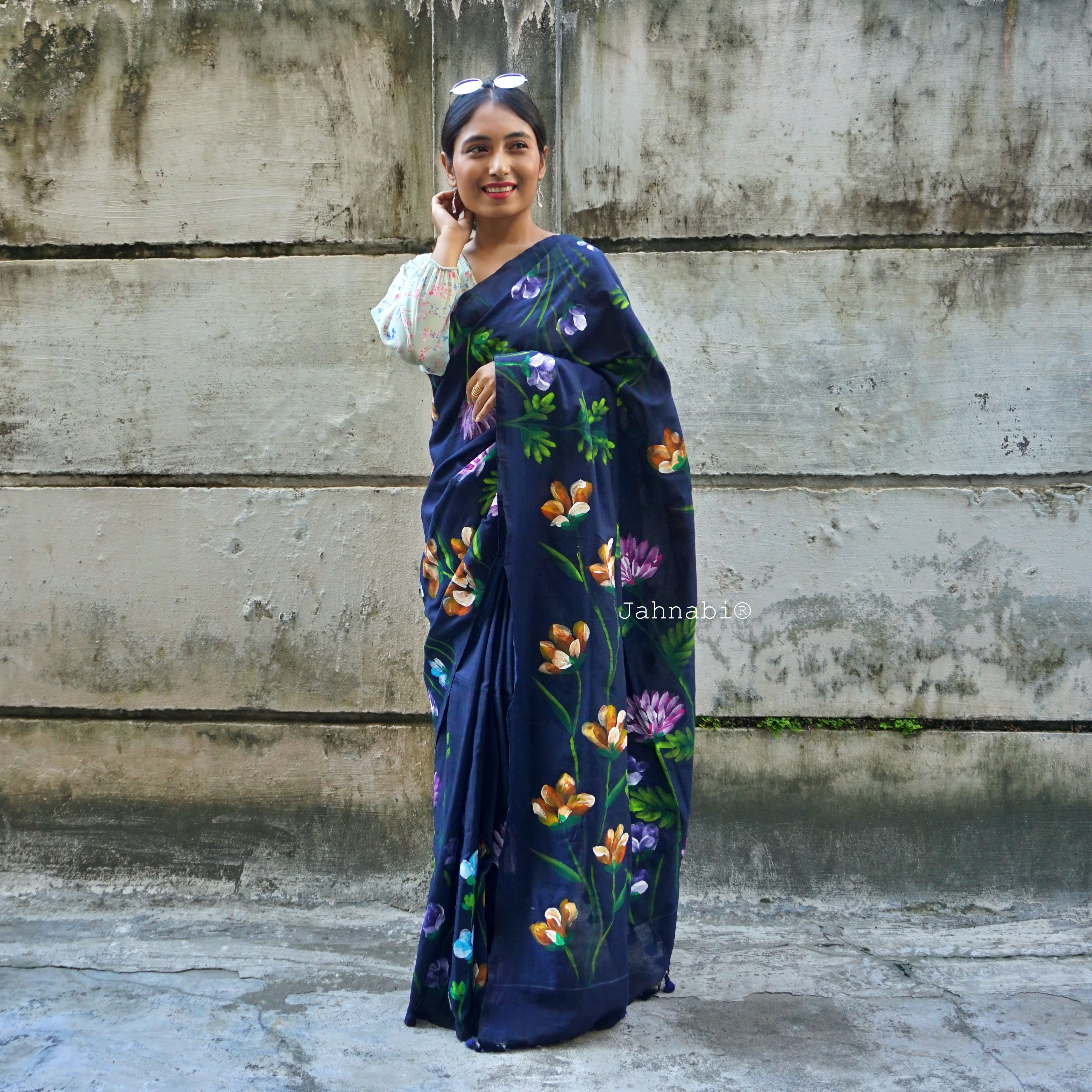 NAVY BLUE BAGAAN SAREE