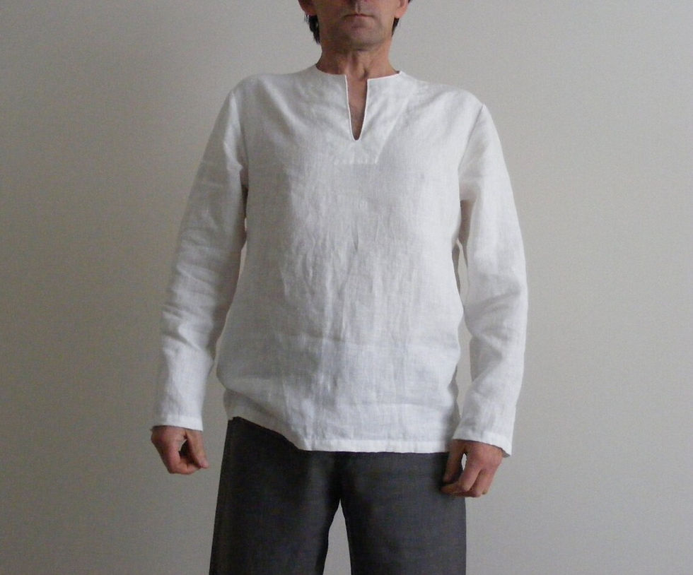 Thumbnail: Men's Collarless Linen Shirt