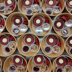 panna cotta met rood fruit en noten crumble