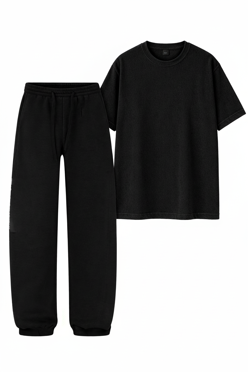 Thumbnail: Solid back terry cotton tee cord set for unisex