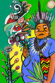 Chaman. Based on my Taitica, Taita Jose Mora de Putumayo, Colombia (mixed media 2020)