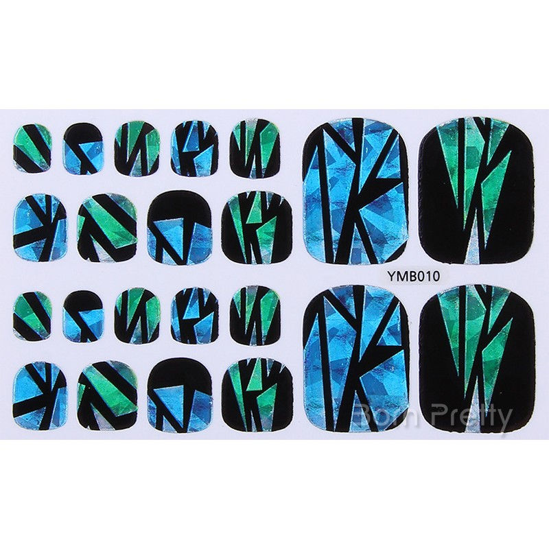 Thumbnail: 22pcs/Sheet Laser Shell Shiny Feet Toe Nail Art Wraps Stickers Full Cover Manicu