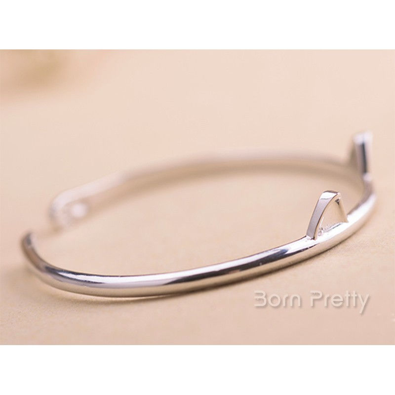 Thumbnail: 1Pc Kitty Silver Plated Bracelet Adjustable Opening Bangle