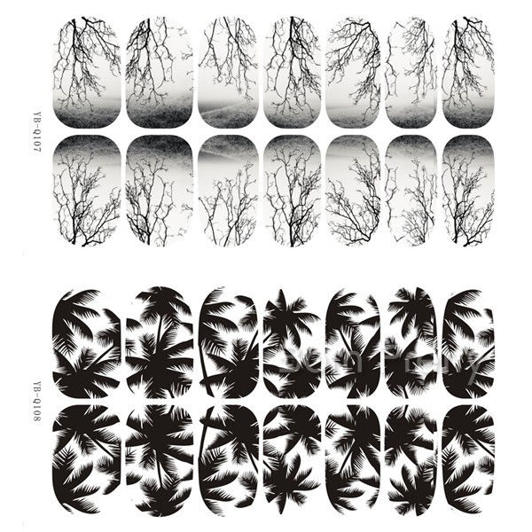 Thumbnail: 14pcs Luminous Glow in Dark Nail Art Stickers Retro-style Bridge Cocoanut Tree P