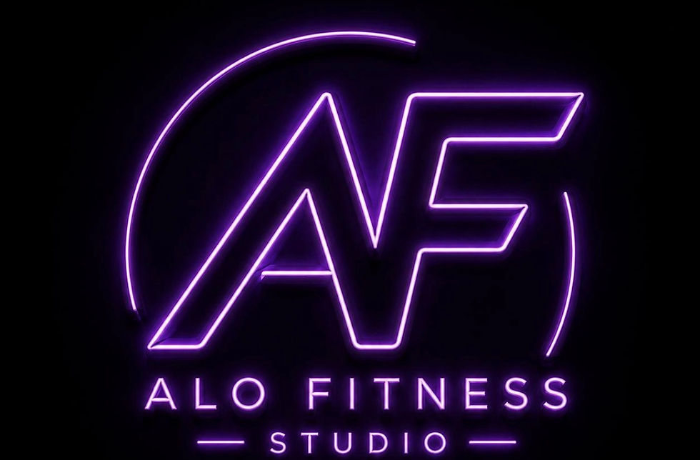 Neon purple AF monogram logo for ALO FITNESS STUDIO