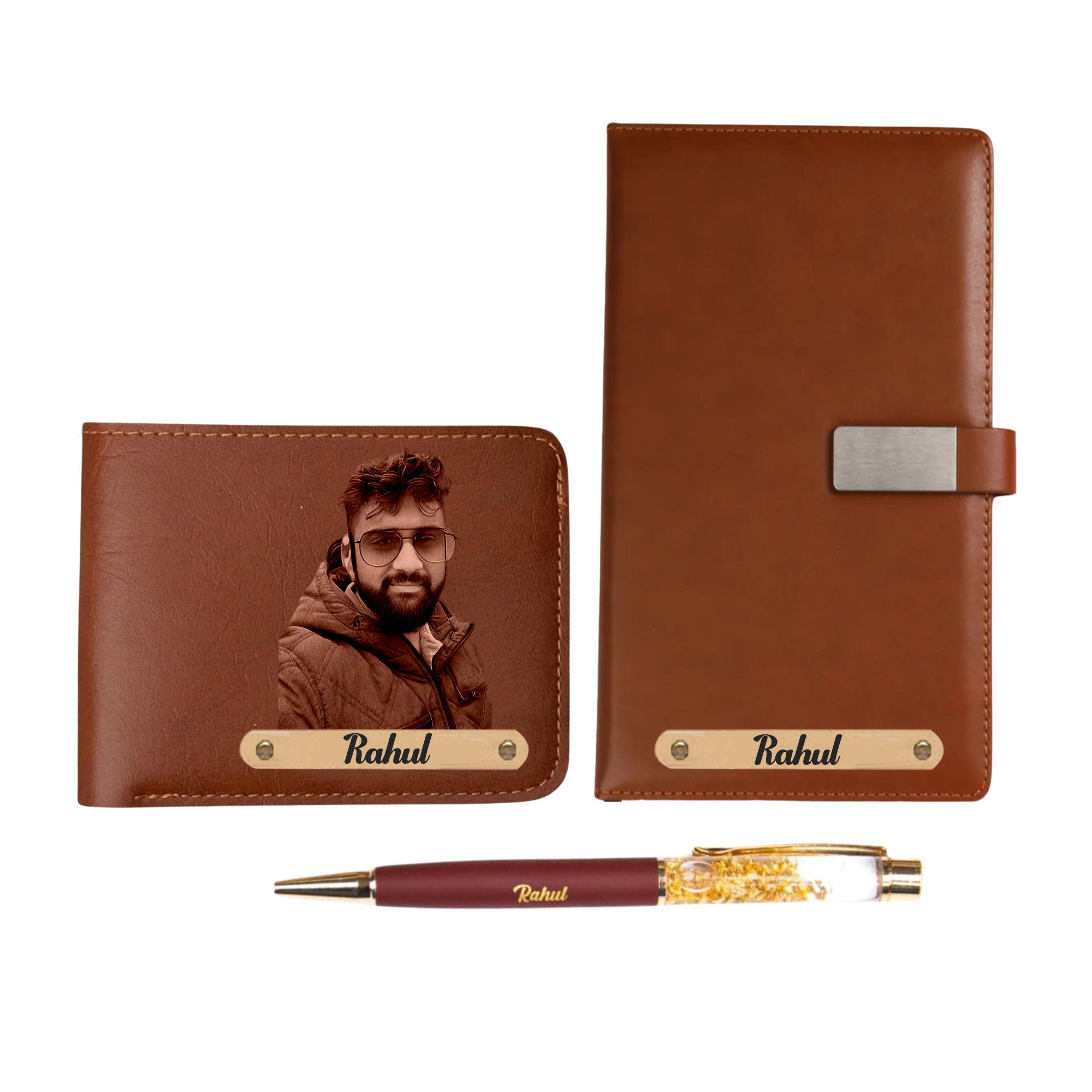 Personalized Diary & Wallet Set with Engraved Pen