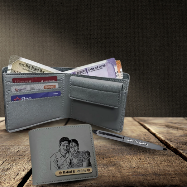 Thumbnail: Personalized Pen Wallet Gift Set With Name & Image