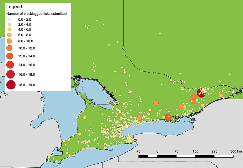 Blacklegged ticks submitted from Southern Ontario, 2017