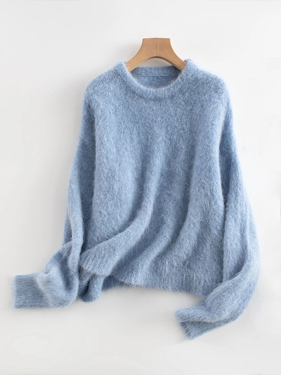 Thumbnail: SuyaDream Warm Alpaca Pullovers for Woman, Dropped Sleeved Loose Sweaters, 2025