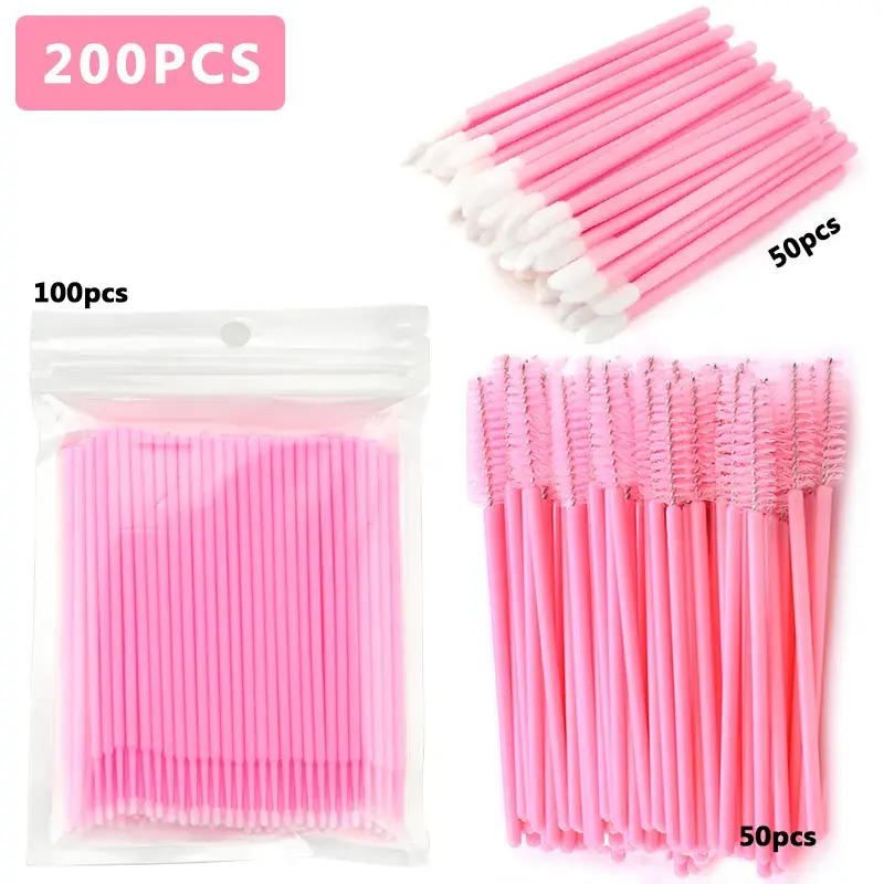 Thumbnail: 100/200Pcs Disposable Makeup Brush Crystal Lip Gloss Microbrush Mascara Wands