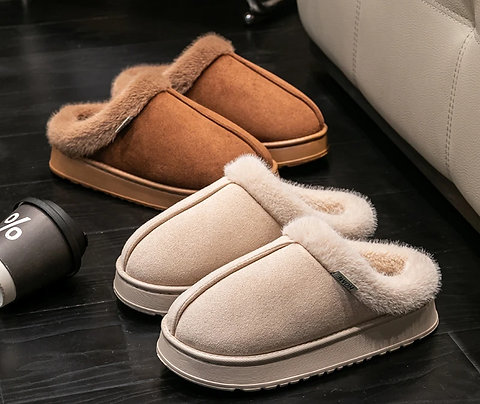 Fashion Women Fluffy Slippers for Autumn and Winter Indoor EVA Thick Sole