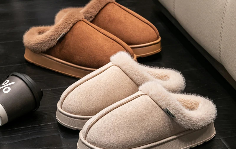 Fashion Women Fluffy Slippers for Autumn and Winter Indoor EVA Thick Sole