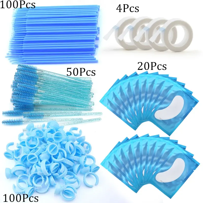 Thumbnail: Eyelash Extension Supplies Set Lashes Micro Brush Tape Glue Ring Eye Pad