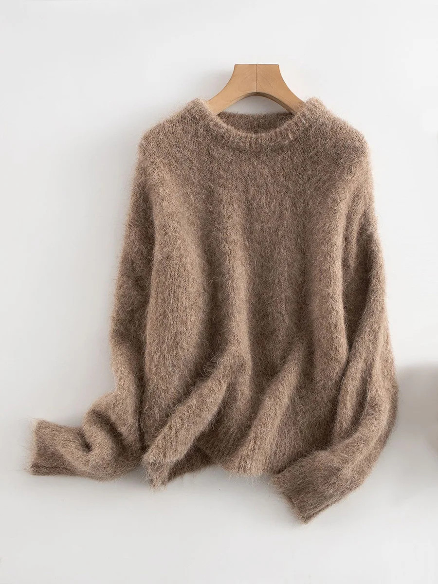 Thumbnail: SuyaDream Warm Alpaca Pullovers for Woman, Dropped Sleeved Loose Sweaters, 2025