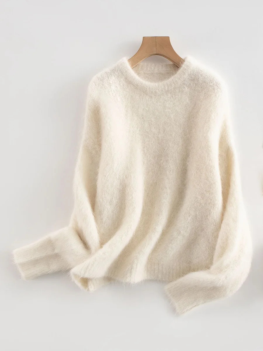 Thumbnail: SuyaDream Warm Alpaca Pullovers for Woman, Dropped Sleeved Loose Sweaters, 2025