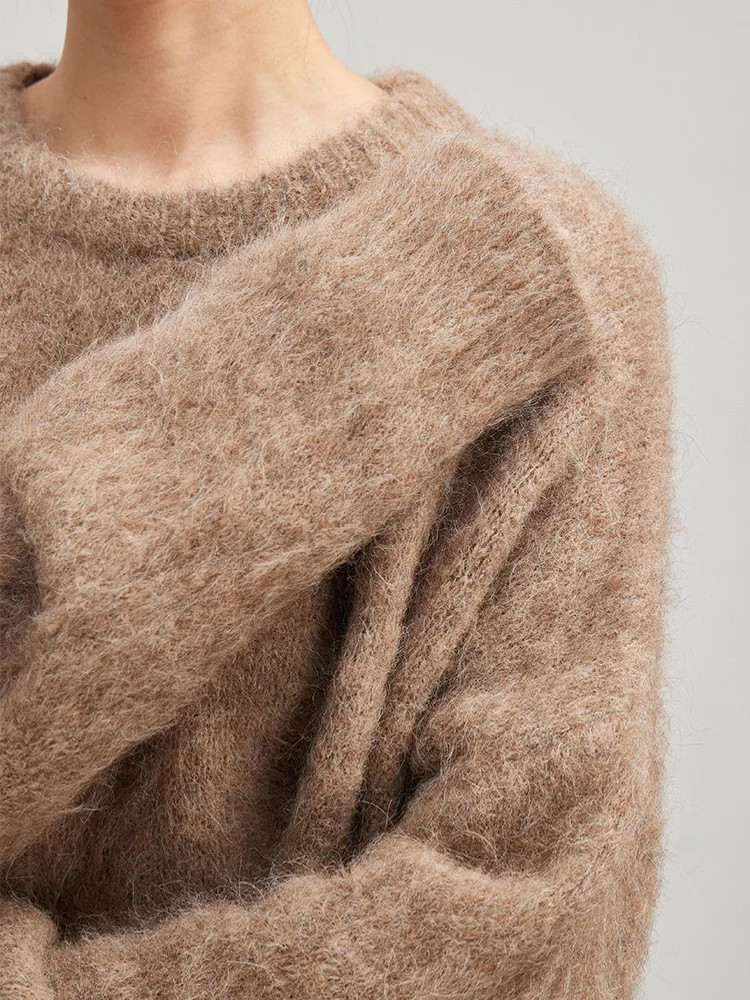 Thumbnail: SuyaDream Warm Alpaca Pullovers for Woman, Dropped Sleeved Loose Sweaters, 2025