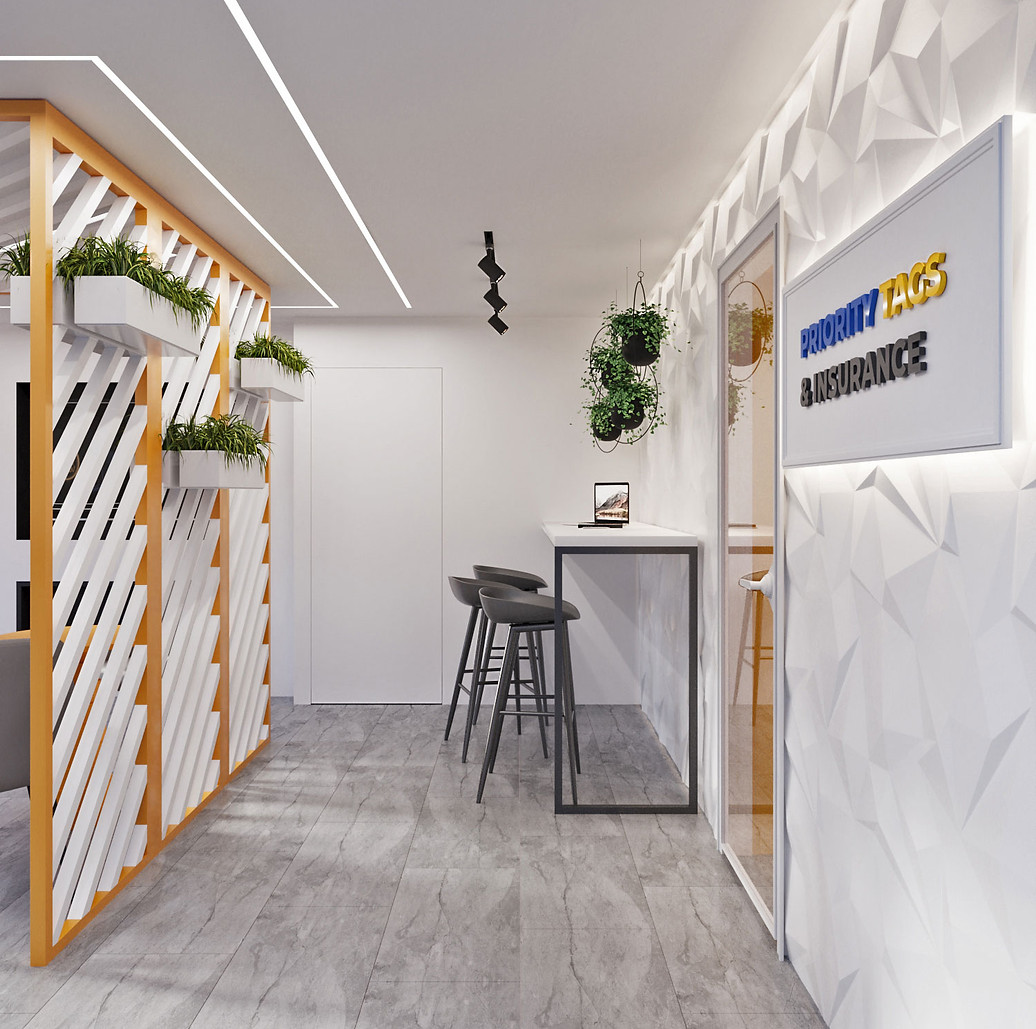 Waitning Area Interior Design in the Project Office Interior Design for Priority Tags & Insurance Company in Philadelphia / USA